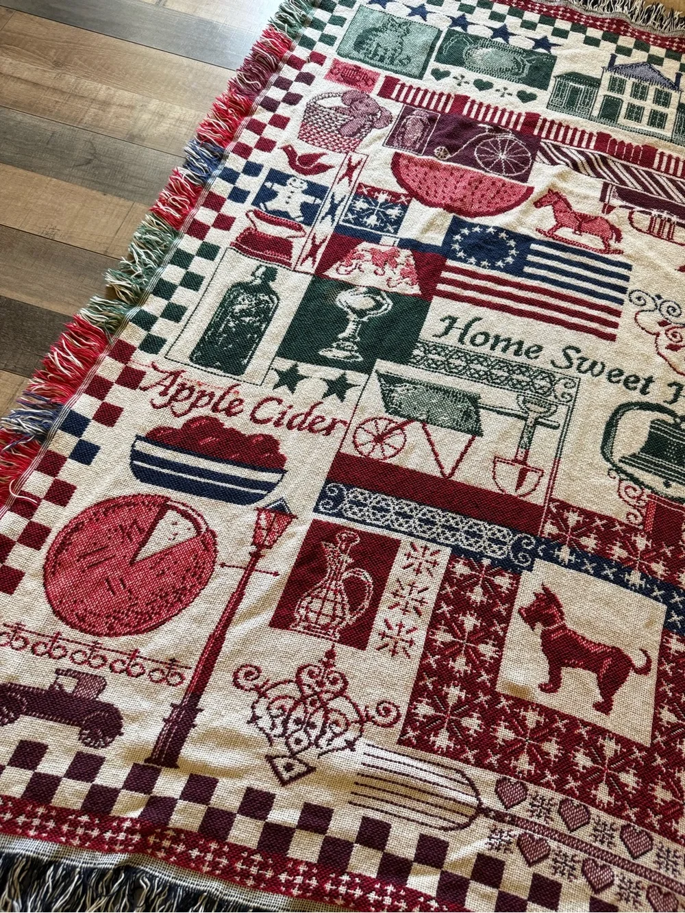 Grandmacore Americana duck, spices flag Woven Tapestry Throw Blanket.